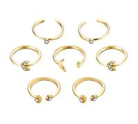 Suoneria Videocitofono 3 Senza Fili Set Anelli Vintage e Set congiunti Anelli Set Caviglia Knuckle Ragazze Fiori per le donne Anello boemo Set Anello Anello Anelli con Due Torri (Multicolor, One Size)