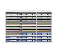 SUONTY Organizer per letteratura a 27 scomparti, bianco, da scrivania, in PVC, per ufficio, per riviste, per insegnanti, per la scuola, portata 50 kg, 80 x 31 x 55 cm