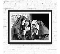 Suore Che Fumano Stampe Foto D'Epoca Poster In Bianco E Nero Sigaretta Divertente Arte Della Parete Dipinto Su Tela Immagine Strana Stanza Decorazioni Per La Casa-50X70Cm Senza Cornice