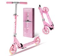 SUOTU Monopattino con 2 Ruote luminose da 145 mm, Pieghevole, Regolabile in Altezza, Scooter per Bambini 3-12 Anni (Rosa)
