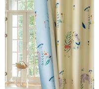 SUOUO Tende oscuranti a doppia faccia con motivo di uccelli, per soggiorno, stampa floreale, per camera da letto dei bambini, lunghezza 213,4 cm, 2 pannelli, beige