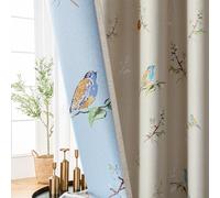 SUOUO Tende oscuranti a doppia faccia con motivo uccelli per camera da letto, 213 cm, 2 pannelli isolati termicamente per finestre di fattoria color tortora per soggiorno