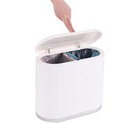 SuoXing Pattumiera rettangolare in plastica da 2,11 galloni con coperchio superiore a pressione, cestino della spazzatura da 8 l, secchio rimovibile con fodera rimovibile, dispenser moderno per bagno