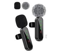 Suoxiom Microfono Lavalier senza fili Dual Set - Plug & Play Clip-on Mic con Auto Pairing, Supporto Magnetico, Cancelling, per iPhone, Android, dispositivi USB-C, YouTube, Podcast e registrazione