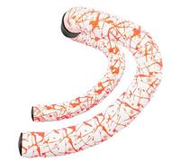 Supacaz Bartape - Super Sticky Kush - Splat - Limitato - Bianco w/Neon Arancione + Nero Star Plugz - Nastro Manubrio Ciclismo