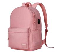 SUPACOOL Zaino leggero casual per computer portatile con porta di ricarica USB per uomini e donne, zaino per uso quotidiano, zaino per college(Rosa)