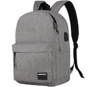 SUPACOOL Zaino leggero e casual con porta di ricarica USB per uomini e donne, borsa per libri di scuola per college, Big Size, laptop(Light Grey)