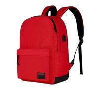 SUPACOOL Zaino leggero e casual con porta di ricarica USB per uomini e donne, borsa per libri di scuola per college, Big Size, laptop(Rosso)