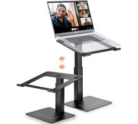 supamir supporto pc portatile, supporto computer da seduti e in piedi, 16 livelli di altezza, standing desk converter, supporto pc dj, per portatile da 13 a 16,5”, nero opaco