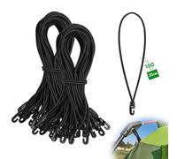 SUPAWAY 100 Pezzi Corda Elastico con Gancio 25 cm Lunghezza Multifunzionale Tenditore per Telo con Ganci Ø4mm Spanngummi con Gancio Nero Corde elastiche con gancio per Teloni, Tende, Banner,Striscioni