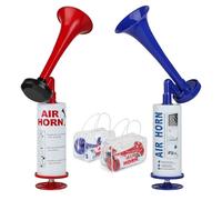 SUPAWAY 2 Corno da stadio Air Horn Clacson da calcio Tromba d'aria portatile Tromba dell'orso Handheld air pump horn per sicurezza marittima campeggio eventi sportivi compleanni celebrazioni,Rosso+Blu