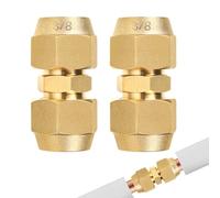 SUPAWAY 2 nippli doppi per tubi in rame da 3/8", per aria condizionata, prolunga per tubo di rame senza saldatura, diametro tubo di rame 9,52 mm, accessori per tubi in rame con 2 dadi