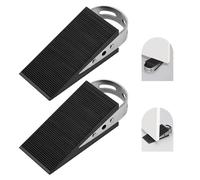 SUPAWAY 2 Pezzi Cuneo in Gomma per Porta Cuneo per Porta Mobile Protettore Cuneo in Gomma Nero Antiscivolo con Staffe in Acciaio Inox Cuneo Anti-Scivolo per Bagni, Porte Balconi, Camere dei Bambini