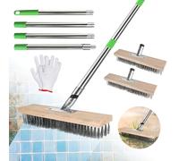 SUPAWAY 2 Pezzi Scopa metallica per giardino 30 cm Scopa filo metallico con manico (1,6m) Scopa acciaio giardino Spazzola per erbacce Scopa da esterno per rimuovere erbacce, muschio e macchie ostinate