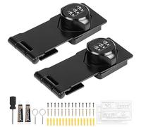 SUPAWAY 2 piezas Cerradura de seguridad con pestillo de contraseña de 4,5 pulgadas Cerradura de combinación para puertas y armarios Cerradura de combinación de contraseña con tornillos, Negro