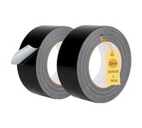 SUPAWAY 2 x Rulli di Nastro Nero 50 mm x 30 m, Nastro di Riparazione Rinforzato, Resistente all'Acqua, Universale per Interno e Esterno, Alta Resistenza per Riparazioni, Fai-da-te e Progetti Vari