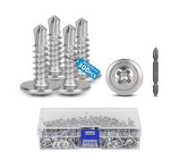 SUPAWAY 300 pezzi Viti autofilettanti da M4,8 x 25 mm Acciaio inox 410 viti autofilettanti a croce svasata Viti autofilettanti rapide con 1 punte per trapano per foglio metallo attacchi filo listello