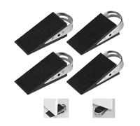 SUPAWAY 4 Pezzi Cuneo in Gomma per Porta Cuneo per Porta Mobile Protettore Cuneo in Gomma Nero Antiscivolo con Staffe in Acciaio Inox Cuneo Anti-Scivolo per Bagni, Porte Balconi, Camere dei Bambini