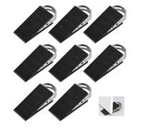 SUPAWAY 8 Pezzi Cuneo in Gomma per Porta Cuneo per Porta Mobile Protettore Cuneo in Gomma Nero Antiscivolo con Staffe in Acciaio Inox Cuneo Anti-Scivolo per Bagni, Porte Balconi, Camere dei Bambini