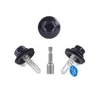 SUPAWAY Confezione da 100 Viti autoperforanti per metallo Ø4,8x19 mm Testa a rondella esagonale verniciata Viti autoperforanti verniciate con rondelle in EPDM e chiave a bussola M8 (Grigio RAL 7016)