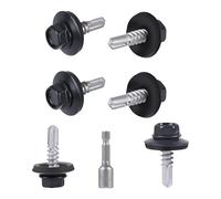 SUPAWAY Confezione da 150 viti per tetti in metallo 4,8x19 mm verniciate con testa a rondella esagonale e rondelle in EPDM e chiave a bussola M8 Viti autoperforanti in metallo (Grigio RAL 7016)