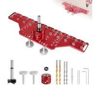 SUPAWAY Guida di perforazione allineata 2-in-1 per spinotti e cerniere da 35 mm Guida in alluminio con punte da 5mm e 1/4 pollice, strumento ideale per fai-da-te e falegnameria (Modello lungo)