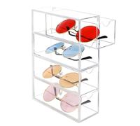 Supaway Organizzatore di Occhiali da Sole Eyeglasses Organiser Display Case Portaocchiali in Acrilico Trasparente Case 1 Pezzo con 4 Cassetti per Orologi, Collane, Occhiali e Cosmetici