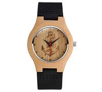 SUPBRO Orologio Uomo Movimento Al Quarzo Orologio da Uomo e donne in Legno con cinturino in pelle con Movimento al Quarzo ancora