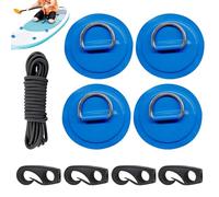 SUPBungee - Kit di sartiame per stand up paddleboard, 4 pezzi, in PVC, gonfiabile, per barca, kayak, canoa, corda da 2,5 m, blu