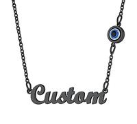 Supcare Collana Nome Personalizzabile con Occhio Turco, Girocollo Nero con Malocchio di Allah, Chocker in Acciaio per Donna e Ragazza