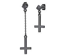 Supcare Croce Orecchini Donna Argento 925, Rivetti Orecchini Pendenti, Croce Rovesciata Orecchini Anallergici, Nero Irregolari Earrings