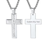 Supcare Crocifisso Collana Uomo Personalizzato Con Croce e Scritture, Ciondolo Argento per Ragazzo, Amuleto Talismano