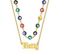 Supcare Malocchio Collana Donna Girocollo, 5 Stili Occhio di Allah Collana con Nome Personalizzabile, Argento/Oro/Nero Occhio Turco Chocker Collana Personalizzata Portafortuna per Ragazza Donne