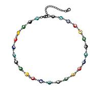 Supcare Occhio di Allah Collana Girocollo Donna, Malocchio Protezione Amuleto Collana Acciaio, Nero Chocker con Occhio Turco, Lunga da 40 cm, Confezione Regalo