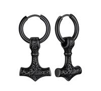 Supcare Orecchini Uomo in Acciaio Inossidabile, Orecchini Vichinghi Uomo Martello di Thor, Orecchini Uomo Nero, Idee Regalo per Halloween/Natale.