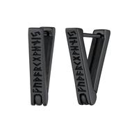 Supcare Orecchini Uomo in Acciaio Inossidabile, Orecchini Vichinghi Uomo Triangolo geometrico con Rune, Orecchini Uomo Nero, Idee Regalo per Halloween/Natale.