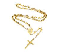 Supcare Rosario, collana cattolica, da donna, in acciaio inox, rosario, con ciondolo a forma di crocifisso, per uomo e donna, Acciaio inossidabile, Non Applicabile