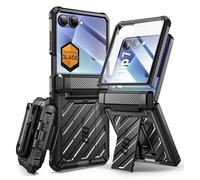 SUPCASE Cover per Galaxy Z Flip 7 con Supporto e Clip da Cintura (Unicorn Beetle Pro) [Protezione Cerniera] [Vetro Temperato Integrato per Schermo] - Custodia Militare a Protezione Totale (Nero)