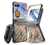 SUPCASE Cover per Galaxy Z Flip 7 con Supporto e Clip da Cintura (Unicorn Beetle Pro) [Protezione Cerniera] [Vetro Temperato Integrato per Schermo] - Custodia Militare a Protezione Totale (Deserto)