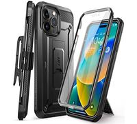 SUPCASE Cover per iPhone 14 Pro Max 2022 da 6,7 pollici, Custodia con Protezione Pellicola, Cavalletto, Clip da Cintura, Protezione a 360 Gradi (Nero)