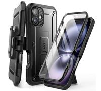 SUPCASE Cover per iPhone 16 6.1 Pollici 2024 con Protezione Schermo, [Cavalletto Integrato e Clip da Cintura] Custodia Rigida Protettiva a 360 Gradi Robusta e Durevole (Nero)