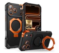 SUPCASE Cover per iPhone 17 Pro Max 6.9 Pollici con Supporto, [Compatibile con MagSafe] [Protezione Militare dalle Cadute] - Custodia Magnetica Robusta e Resistente (Nero-Arancione)