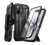SUPCASE Cover per iPhone 17 Resistente a 360, Nero | con Pulsante di Controllo della Fotocamera, Supporto e Protezione per lo Schermo [Protezione di Livello Militare]