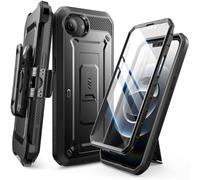 SUPCASE Cover per iPhone 16e con Pellicola Protettiva per Schermo, [Supporto Integrato e Clip per Cintura] [Protezione di Livello Militare] Custodia Completa per iPhone 16e 6.1'' 2025 (Nero)