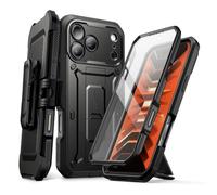 SUPCASE Cover per iPhone 18 Pro/iPhone 17 Pro Resistente a 360, Nero | con Pulsante di Controllo della Fotocamera, Supporto e Protezione per lo Schermo [Protezione di Livello Militare]
