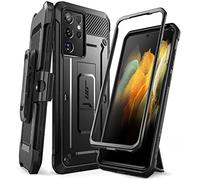 SUPCASE Cover per Samsung Galaxy S21 Ultra 5G, con cavalletto + clip per cintura senza protezione schermo [Unicorn Beetle Pro] protezione robusta antiurto (nero)