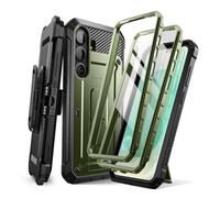 SUPCASE Cover per Samsung Galaxy S25 con Supporto, [2 Cornici Frontali] [Protezione Schermo Integrata e Clip da Cintura] Custodia Protettiva di Grado Militare per S25 6.1'' (Verde)