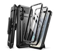 SUPCASE Cover per Samsung Galaxy S25 con Supporto, [2 Cornici Frontali] [Protezione Schermo Integrata e Clip da Cintura] Custodia Protettiva di Grado Militare per S25 6.1'' (Nero)