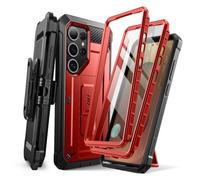 SUPCASE Cover per Samsung Galaxy S25 Ultra con Supporto, [2 Cornici Frontali] [Protezione Schermo Integrata e Clip da Cintura] Custodia Protettiva di Grado Militare per S25 Ultra 6.8'' (Rosso)