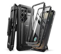 SUPCASE Cover per Samsung Galaxy S25 Ultra con Supporto, [2 Cornici Frontali] [Protezione Schermo Integrata e Clip da Cintura] Custodia Protettiva di Grado Militare per S25 Ultra 6.8'' (Nero)